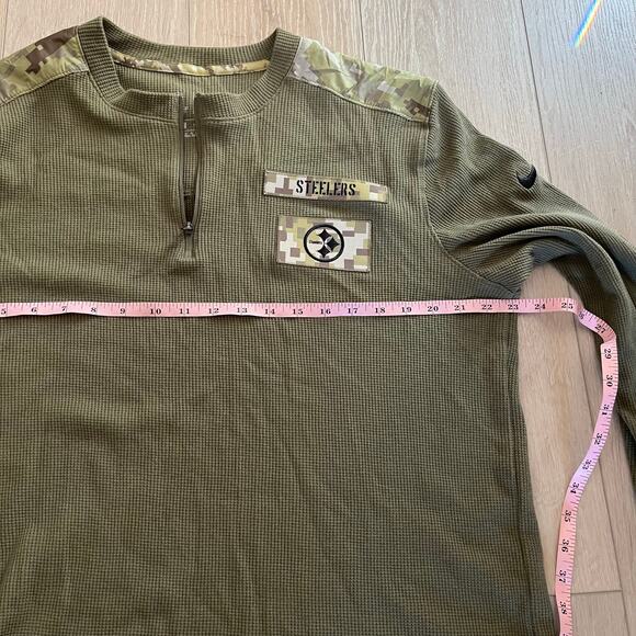 Nike Mens Pittsburgh Steelers Olive Salute To Service Henley Long Sleeve Sz L - Picture 9 of 10